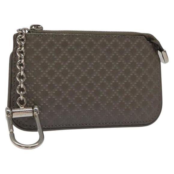 GUCCI Diamante Coin Purse Leather Gray 250467 Auth ac3658